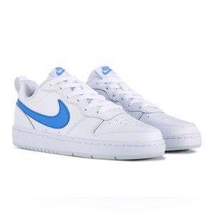 Never Worn Nike Court Borough 2 Low - white/blue - Size 6Y